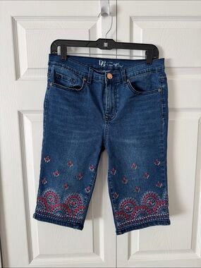 DG2  Dark Blue Embroidered Denim Jean Shorts size 8